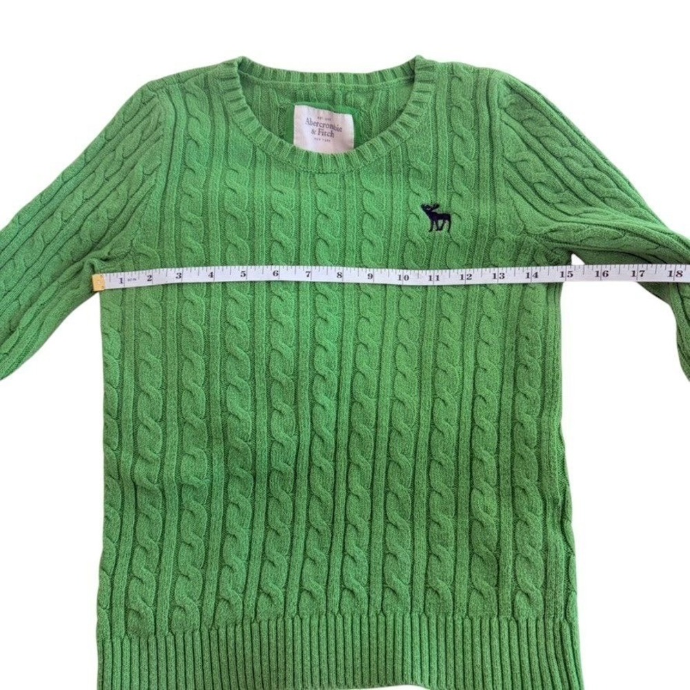 Abercrombie & Fitch‎ Sweater Womens Small Green Cable Knit Crew Neck Logo Y2K
